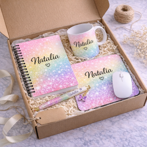 Kit Personalizado de Oficina – Agenda, Libreta, Mug, Mouse Pad y Bolígrafo