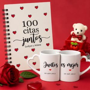 Combo 2 Mugs+Agenda Personalizada “100 Citas Juntos”